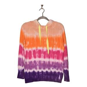 WISPR BY BRODIE CASHMERE $185 Multi-Color Tie-Dye Lightweight Pullover Hoodie XS